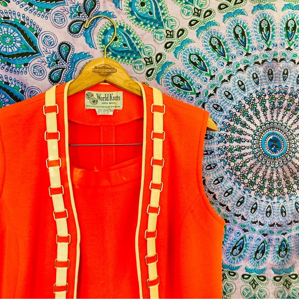 Vintage Orange Wool Pantsuit